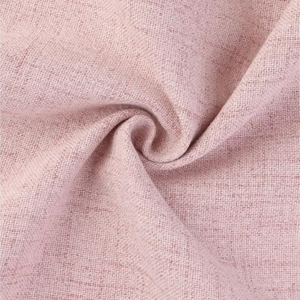NEW Farmhouse Cottage Rectangle Pink Cotton Linen Table Cloth Tassels 71